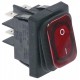 Intrerupator basculant etans 16 a, 230 v, montare in fereastra 30x22 mm, iluminat rosu, simboluri o-i - 345641
