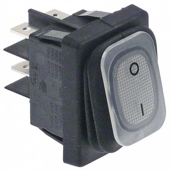Intrerupator basculant cu burduf etans, contacte 20 A, 250 V, montare 30x22 mm, iluminat alb, simboluri O-I - 347207 Intrerupator basculant cu burduf etans, contacte 20 A, 250 V, montare 30x22 mm, iluminat alb, simboluri O-I - 347207