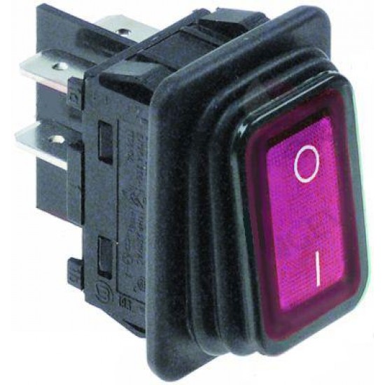 Intrerupator basculant etans 20 A, 250 V, montare in fereastra 30x22 mm, iluminat rosu, simboluri O-I - 347775 Intrerupator basculant etans 20 A, 250 V, montare in fereastra 30x22 mm, iluminat rosu, simboluri O-I - 347775