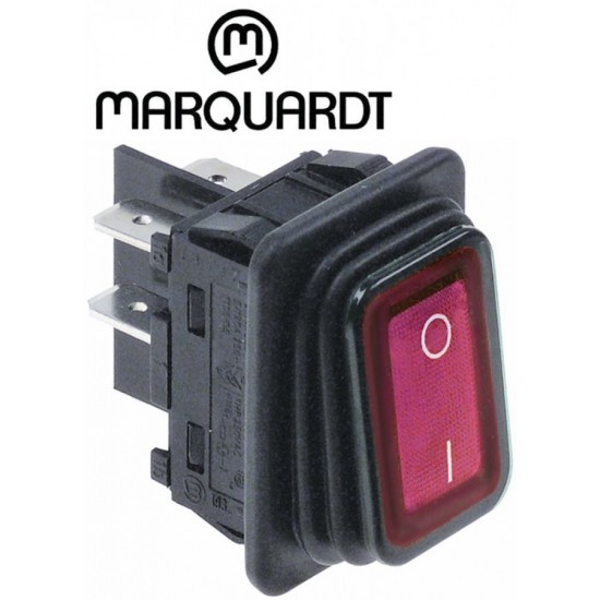 Intrerupator basculant etans 20 A, 250 V, montare in fereastra 30x22 mm, iluminat rosu, simboluri O-I - 347775 Intrerupator basculant etans 20 A, 250 V, montare in fereastra 30x22 mm, iluminat rosu, simboluri O-I - 347775