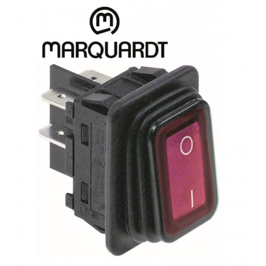 Intrerupator basculant etans 20 A, 250 V, montare in fereastra 30x22 mm, iluminat rosu, simboluri O-I - 347775 Intrerupator basculant etans 20 A, 250 V, montare in fereastra 30x22 mm, iluminat rosu, simboluri O-I - 347775