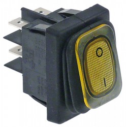 Intrerupator basculant cu burduf etans, contacte 20 A, 230 V, montare 30x22 mm, iluminat galben - 347973 Intrerupator basculant cu burduf etans, contacte 20 A, 230 V, montare 30x22 mm, iluminat galben - 347973