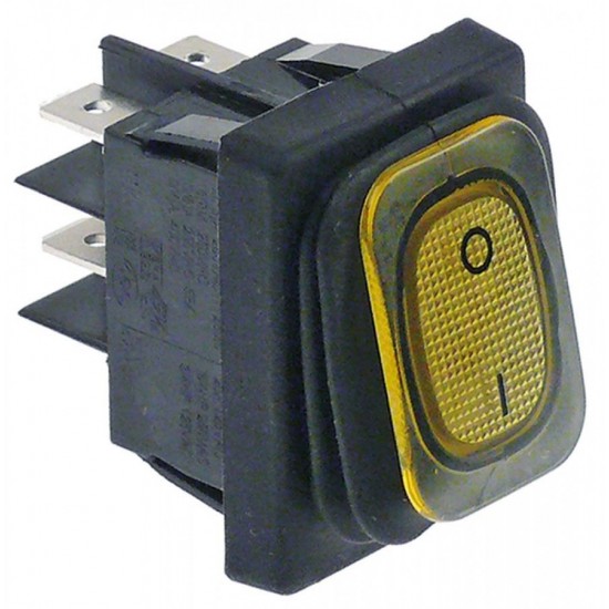 Intrerupator basculant cu burduf etans, contacte 20 A, 230 V, montare 30x22 mm, iluminat galben - 347973 Intrerupator basculant cu burduf etans, contacte 20 A, 230 V, montare 30x22 mm, iluminat galben - 347973