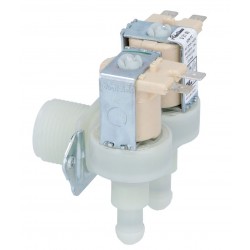 Electrovalva dubla unghiulara 230V, intrare 3/4", iesiri 11,5 mm, temp. max. 90°C, reductii debit 0,6 l/min - 370436
