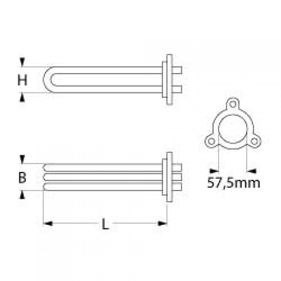 Rezistenta 9000W, 230V, L 410 mm, cu 3 circuite si teaca bulb termostat - 416215
