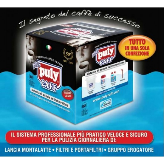 Set complet de spalare-curatare pentru portfiltre, grupuri, capete, erogatoare si rasnita, Puly CAFF plus - 802035