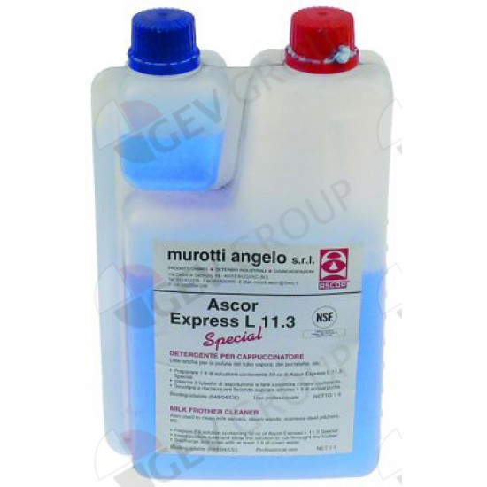 Solutie pentru curatat rezidurile de lapte la capucinator sau masina de frisca, bidon 1 litru Ascor Express L11.3, certificat NSF - 802090 Solutie pentru curatat rezidurile de lapte la capucinator sau masina de frisca, bidon 1 litru Ascor Express L11.3, certificat NSF - 802090
