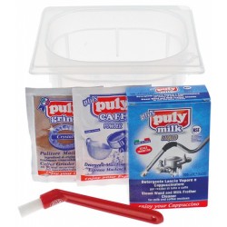 Set complet de spalare-curatare pentru portfiltre, grupuri, capete, erogatoare si rasnita, Puly CAFF plus